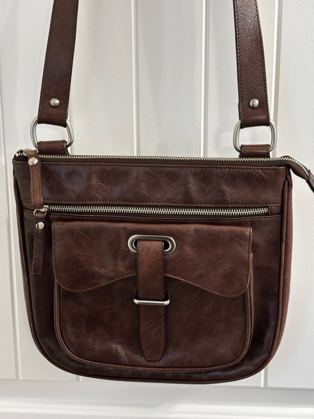 Danier Dark Brown Leather Crossbody Bag